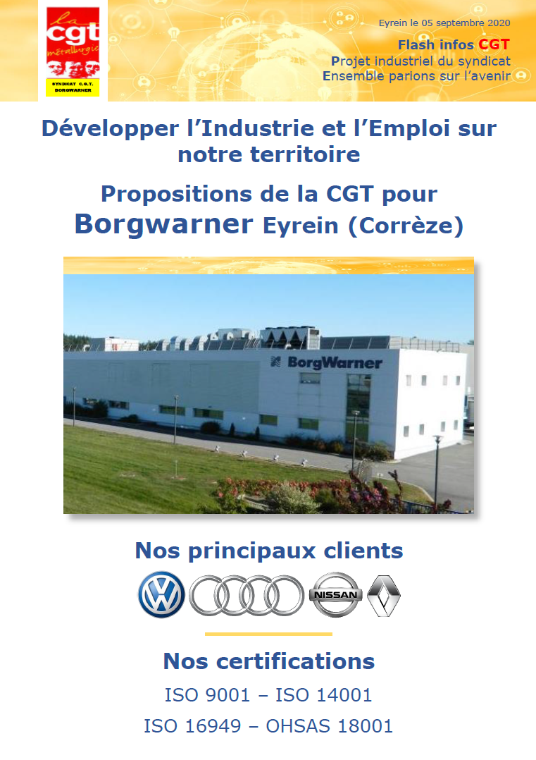 8 Pages Projet Industriel du Syndicat CGT BorgWarner